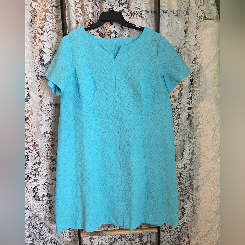 Vintage 60s Aqua Blue Shift Dress
